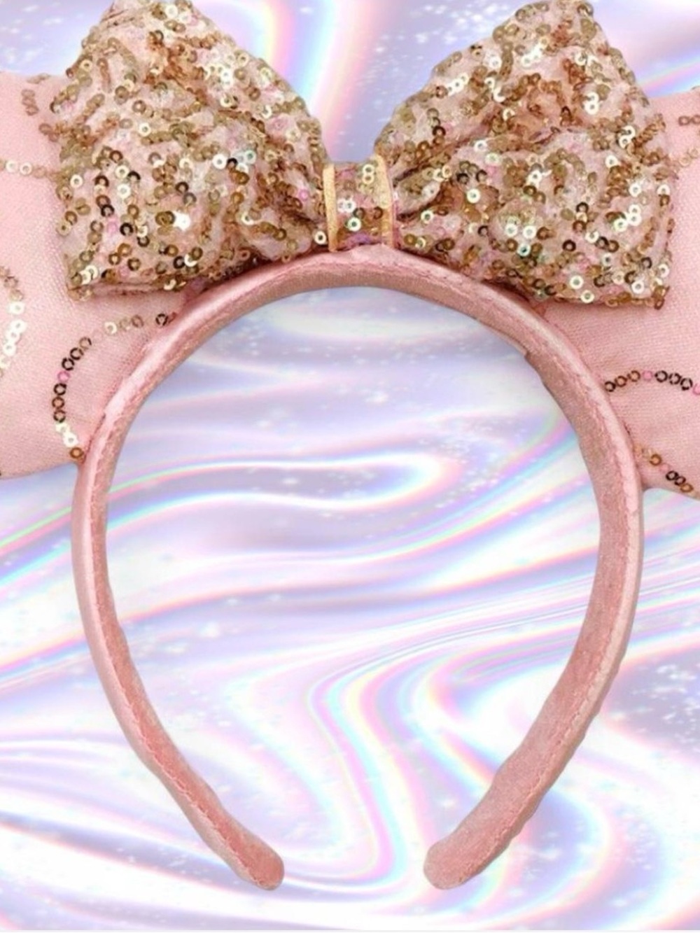 Disney Rose Gold Sequin Bow Headband
